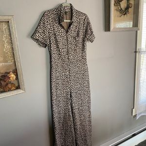 Wide leg leopard jumpsuit